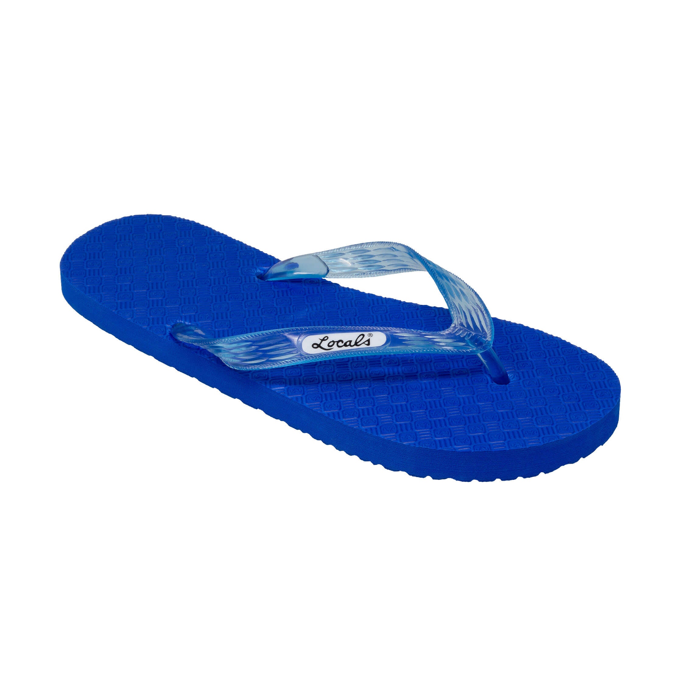 Locals Original Blue Platform Slippahs with Translucent Turquoise Strap