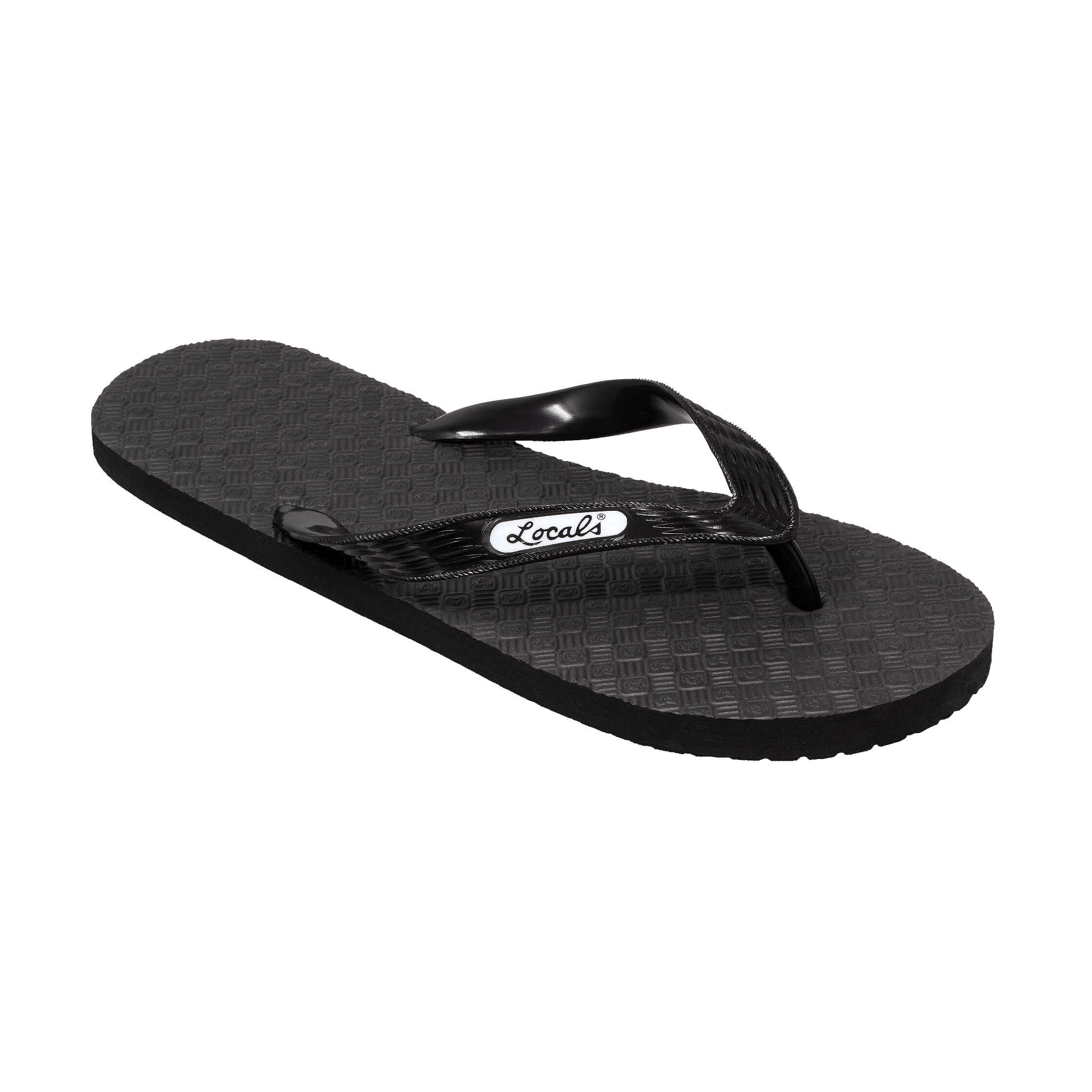 Locals Original Black Platform Slippahs with Solid Black Strap