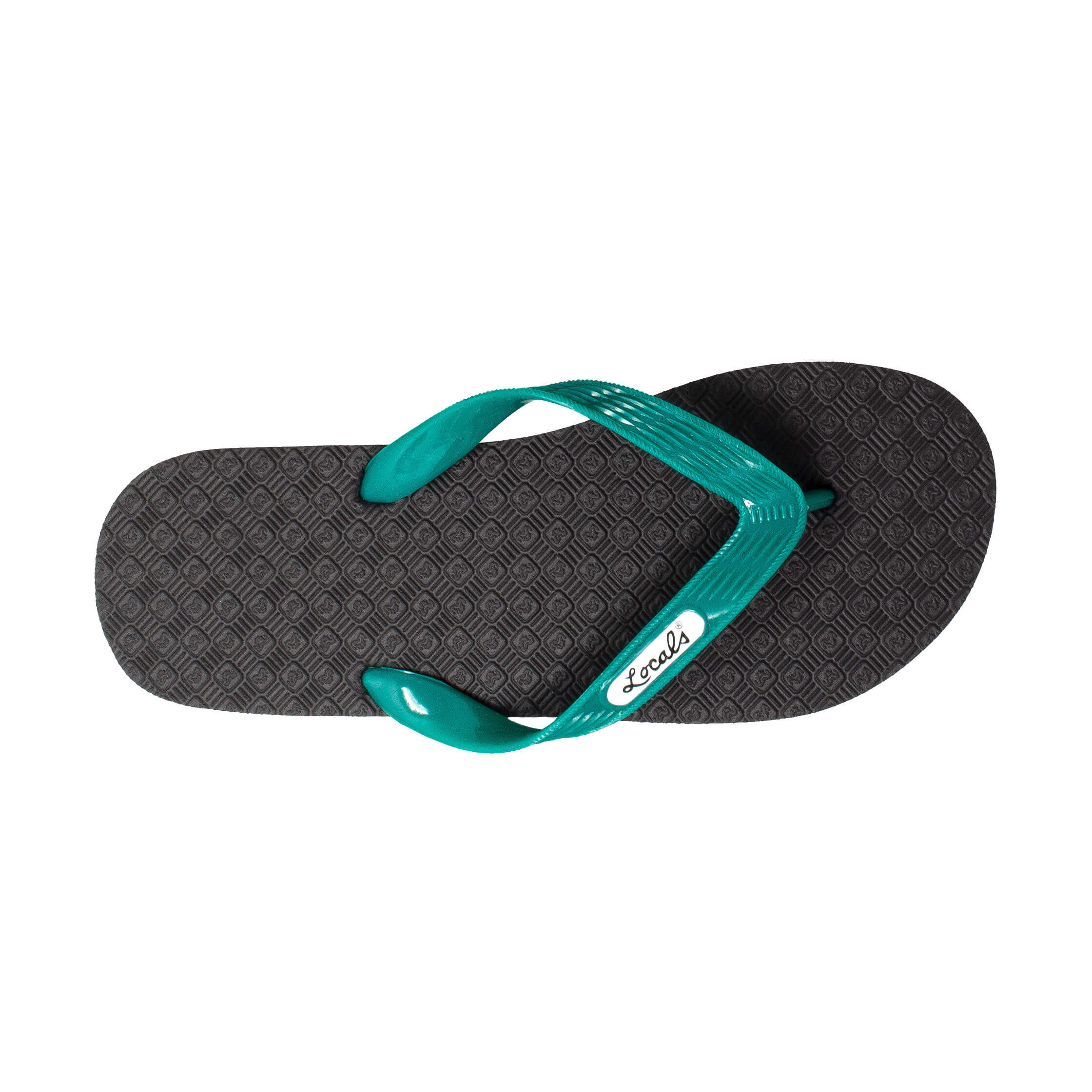 Locals Original Black Platform Slippahs with Solid Green Strap