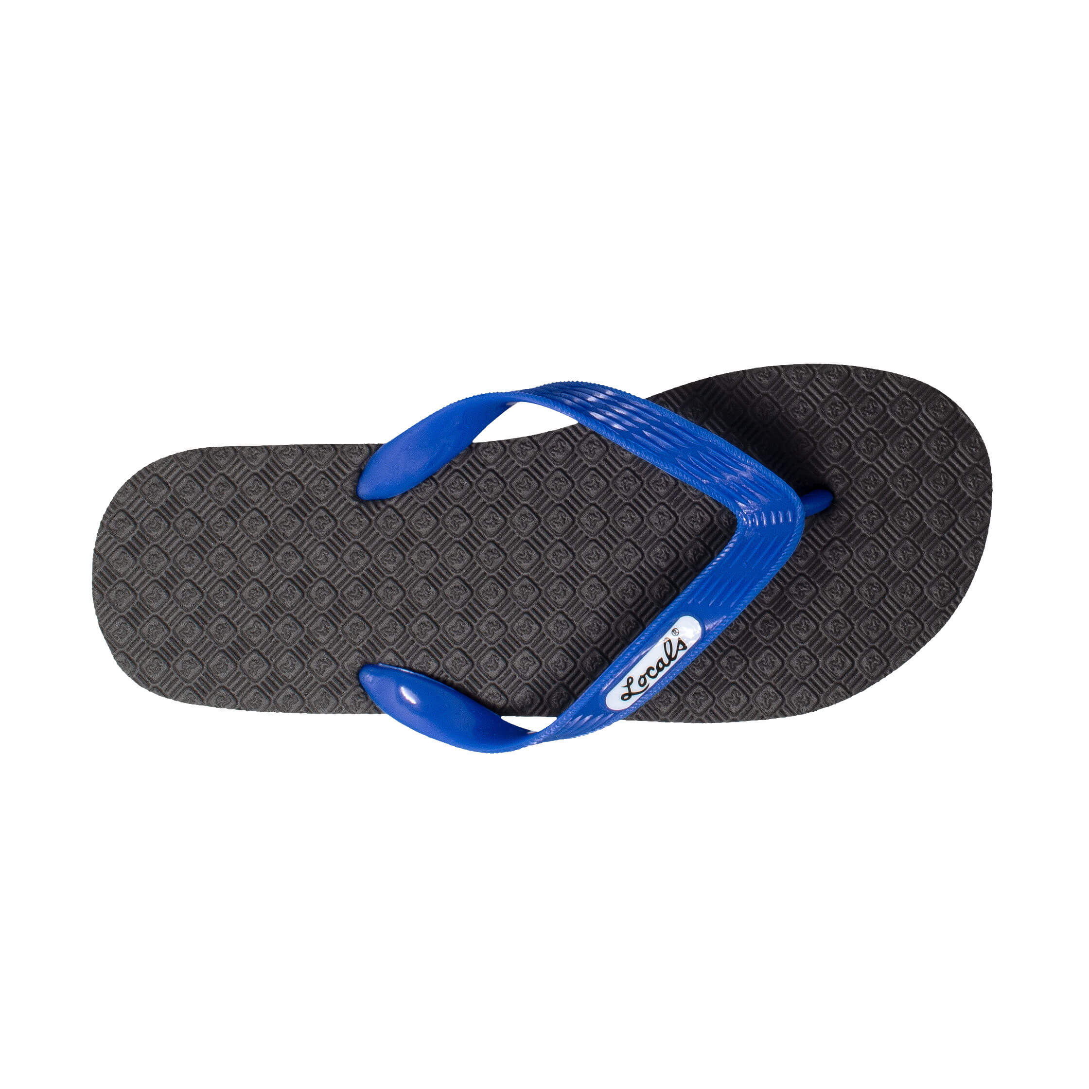 Locals Original Black Platform Slippahs with Solid Blue Strap