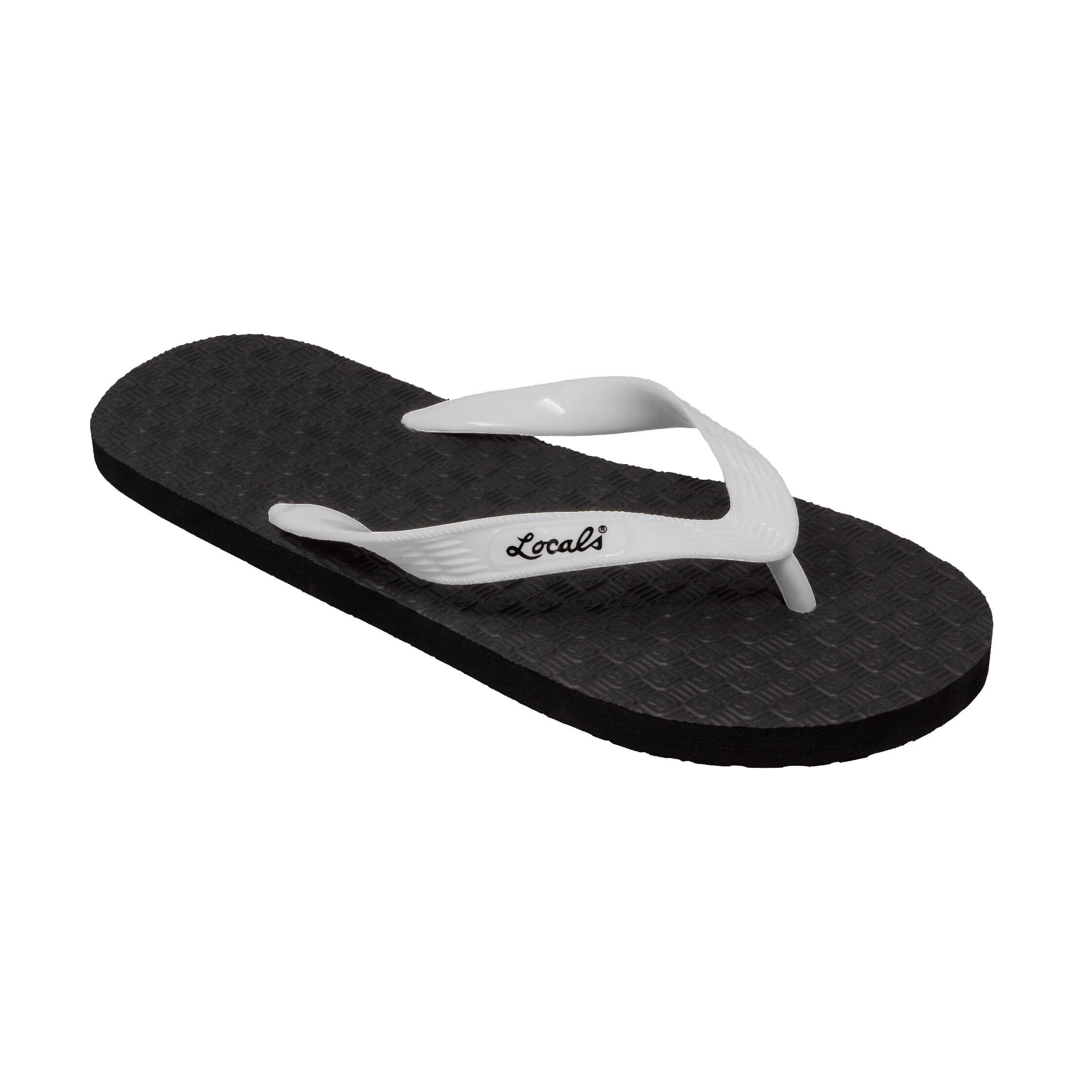 Locals Original Black Platform Slippahs with Solid White Strap