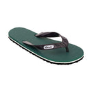 Locals Unisex Stripe Green Flip Flops featuring a Green/Black platform with a White stripe and a Solid Black strap.
