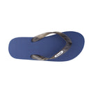 Locals Unisex Stripe Navy Flip Flops featuring a Blue/Black platform with a Red stripe and a Translucent Black strap.