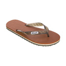 Locals Unisex Stripe Brown Flip Flops featuring a Brown platform with a White stripe and a Translucent Brown strap.