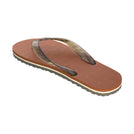 Locals Unisex Stripe Brown Flip Flops featuring a Brown platform with a White stripe and a Translucent Brown strap.