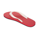 Locals Unisex Stripe Red Flip Flops featuring a Red/White platform with a Black stripe and a Solid White strap.