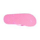 Locals Unisex Stripe Candy Flip Flops featuring a Turquoise/Pink platform with a Yellow stripe and a Solid Pink strap.