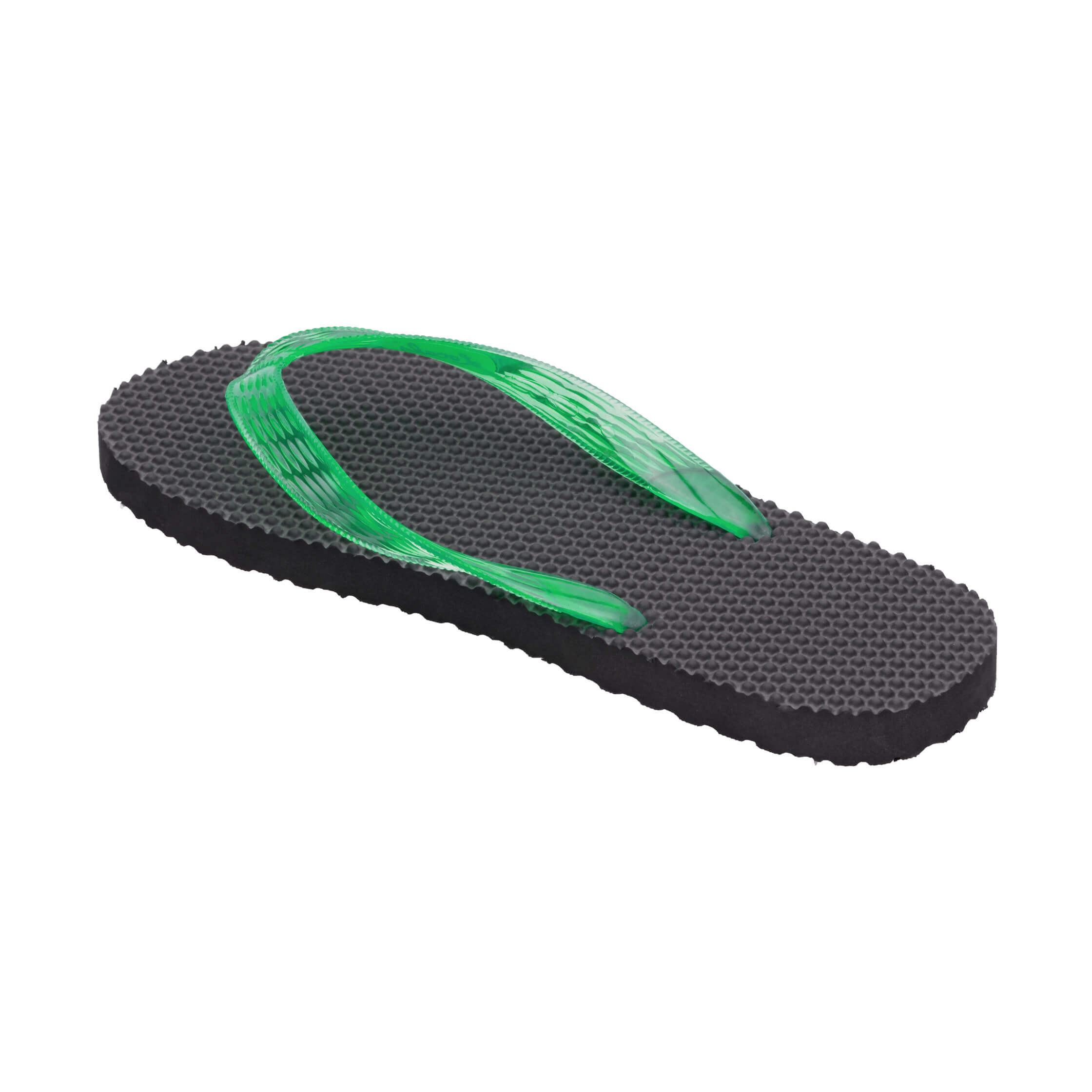 Locals Massage Black Platform Slippahs with Translucent Green Strap