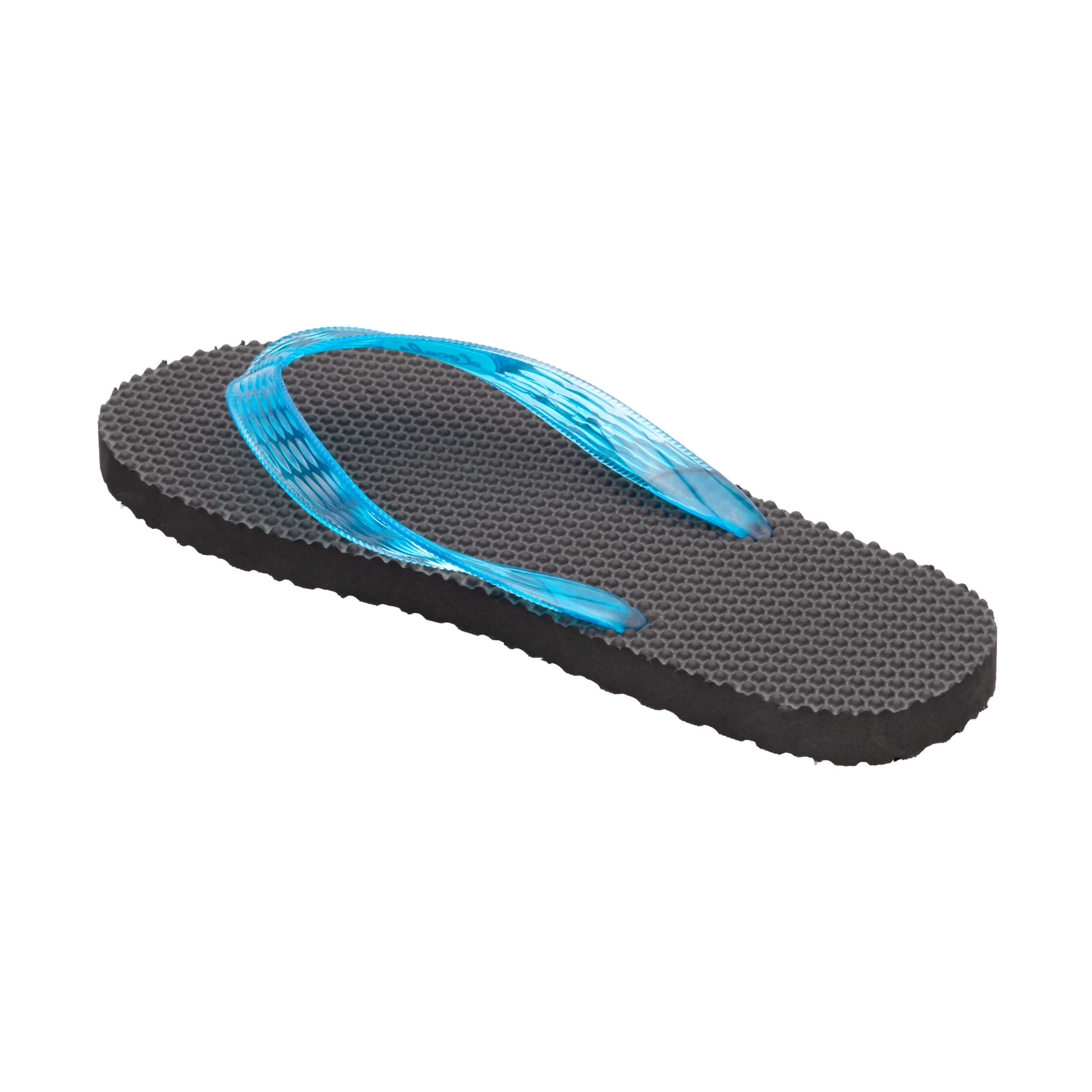 Locals Massage Black Platform Slippahs with Translucent Turquoise Strap