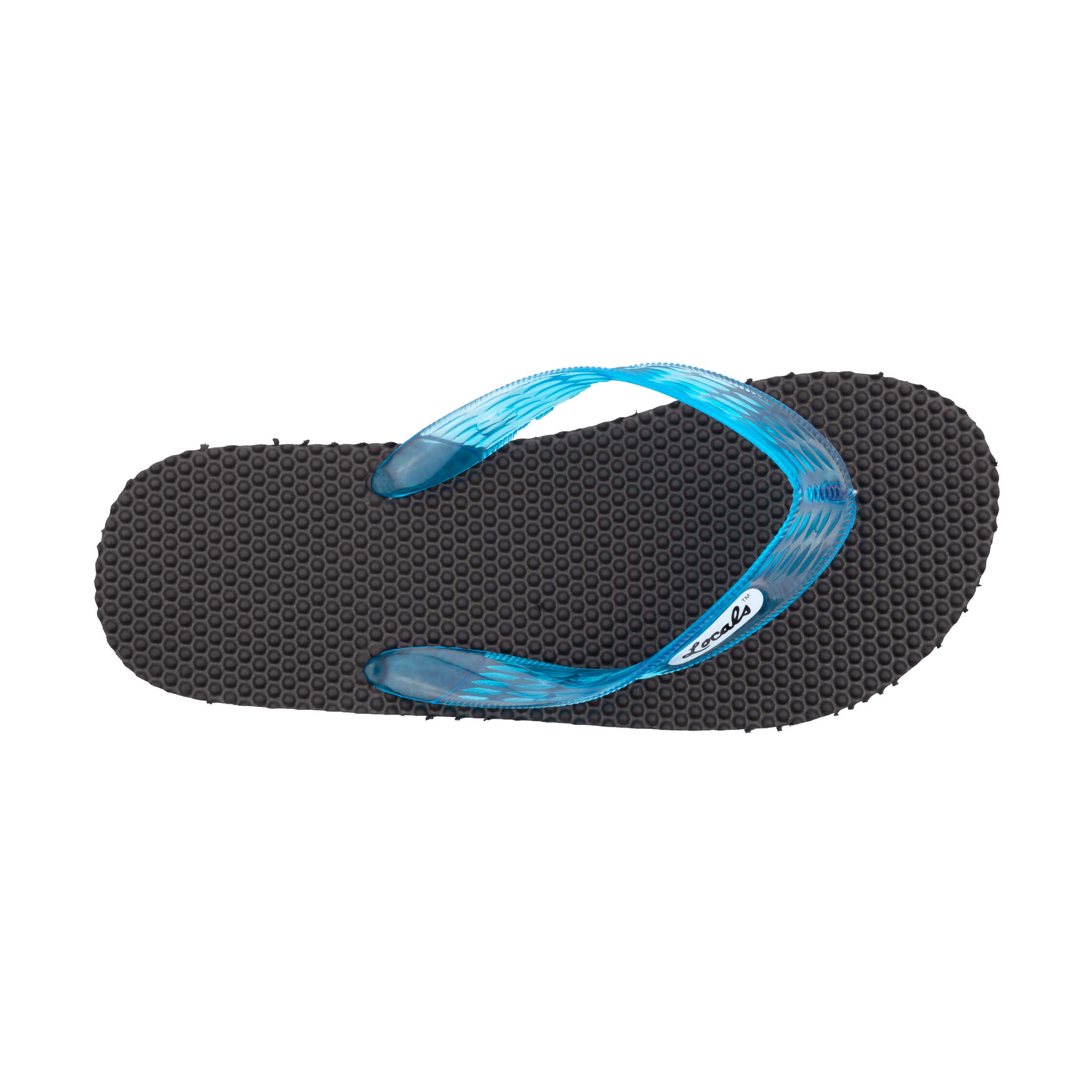 Locals Massage Black Platform Slippahs with Translucent Turquoise Strap