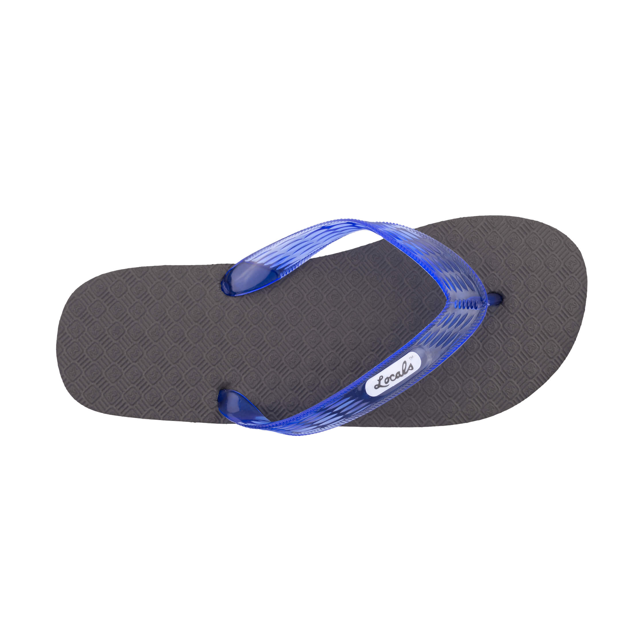 Locals Original Black Platform Slippahs with Translucent Blue Strap