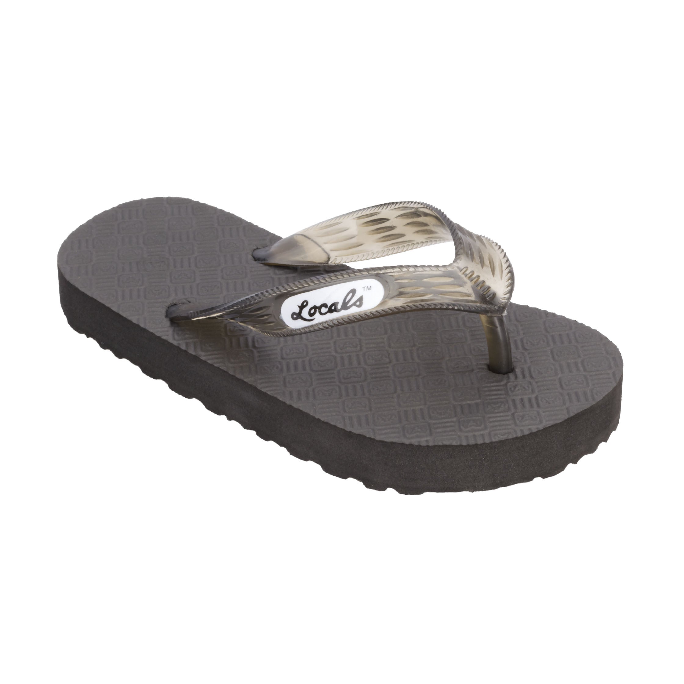 Locals Kids Original Black Platform Slippahs with Translucent Black Strap