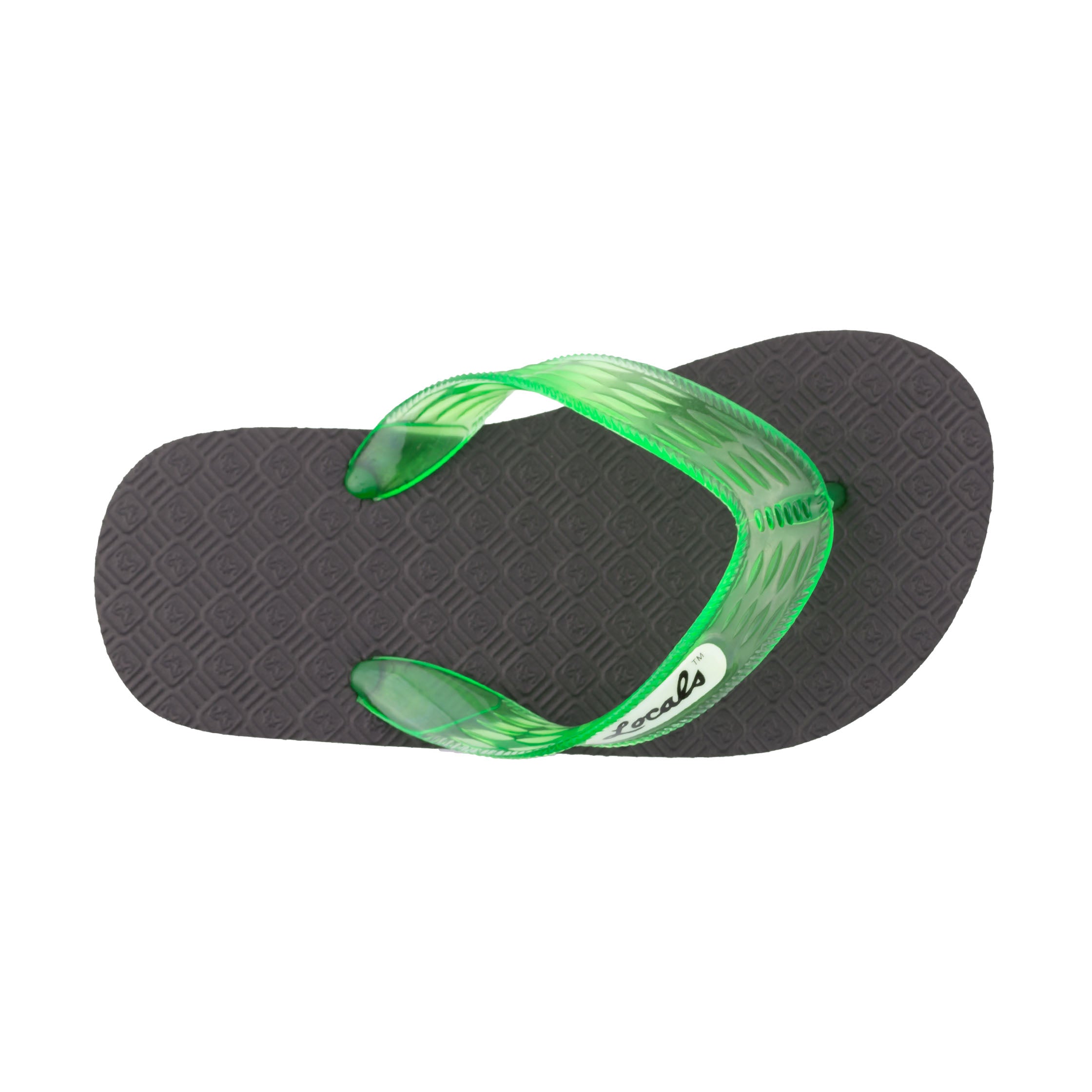 Locals Kids Original Black Platform Slippahs with Translucent Green Strap