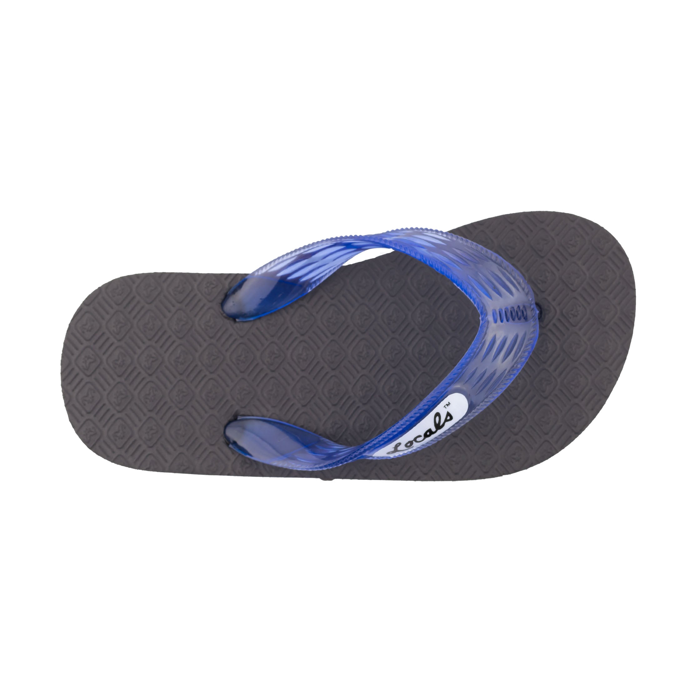 Locals Kids Original Black Platform Slippahs with Translucent Blue Strap