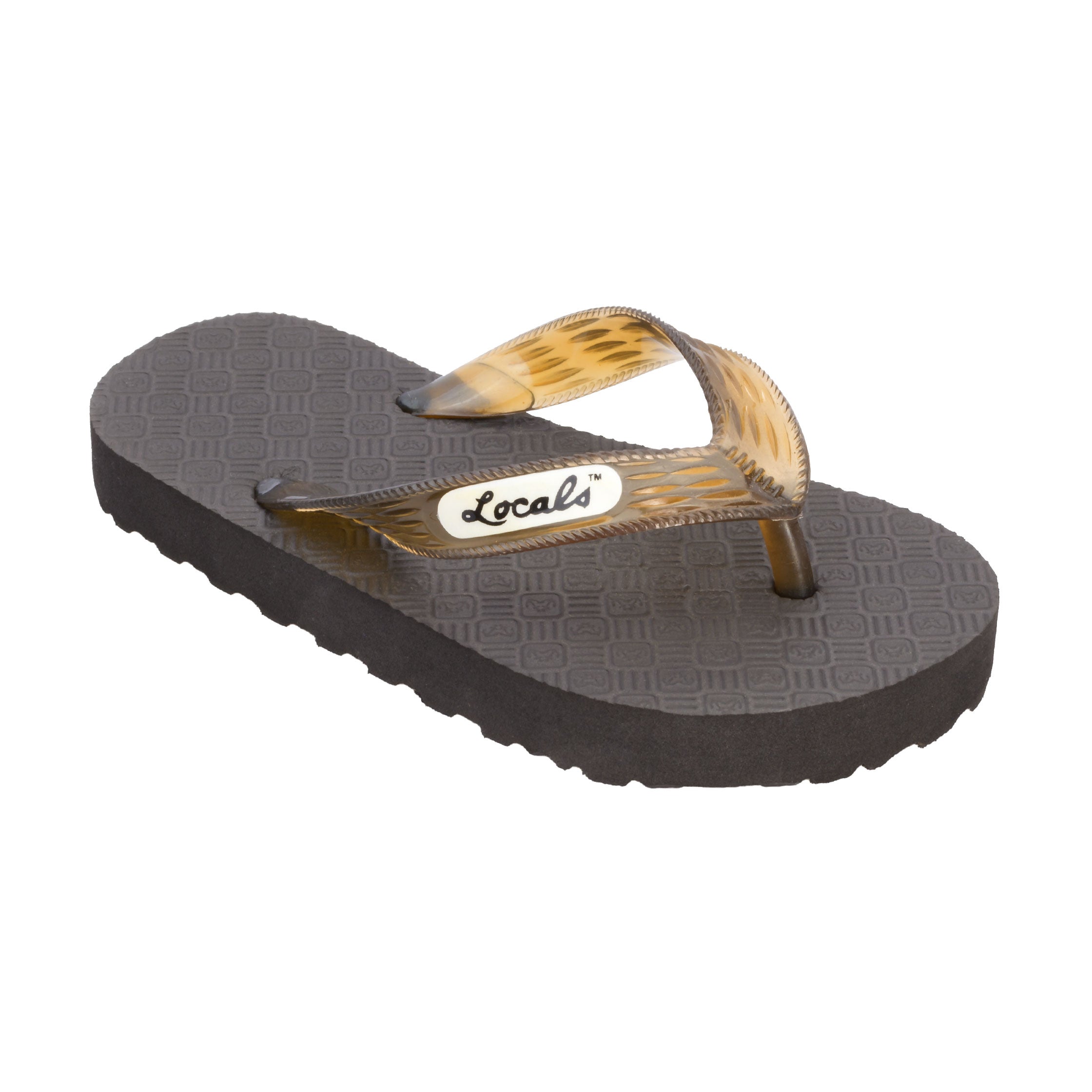 Locals Kids Original Black Platform Slippahs with Translucent Black Strap