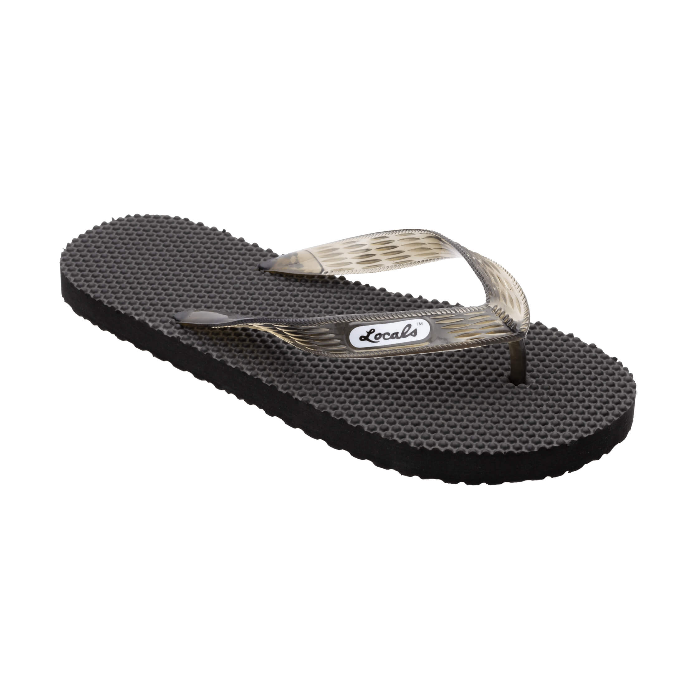 Locals Massage Black Platform Slippahs with Translucent Black Strap