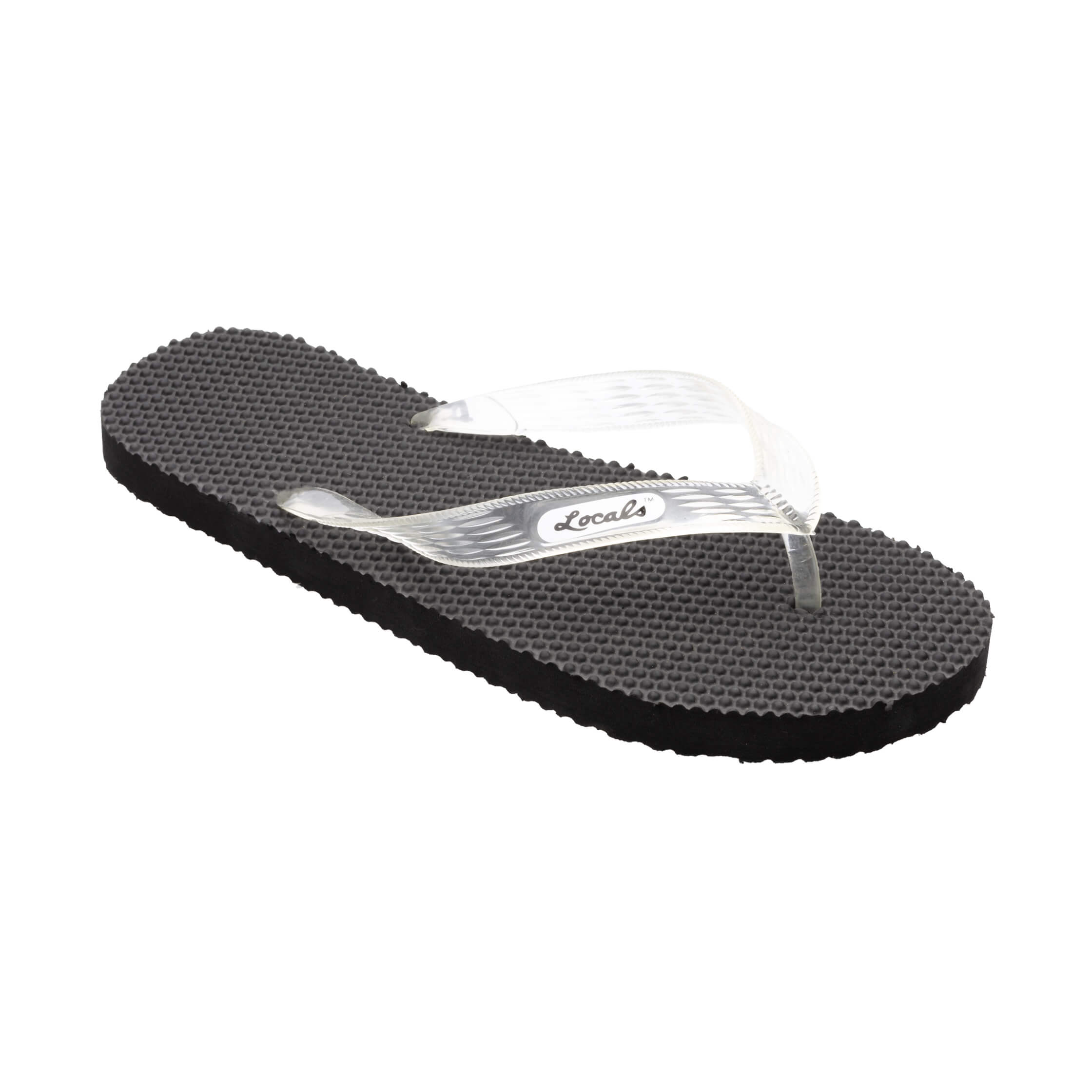 Locals Massage Black Platform Slippahs with Clear Strap