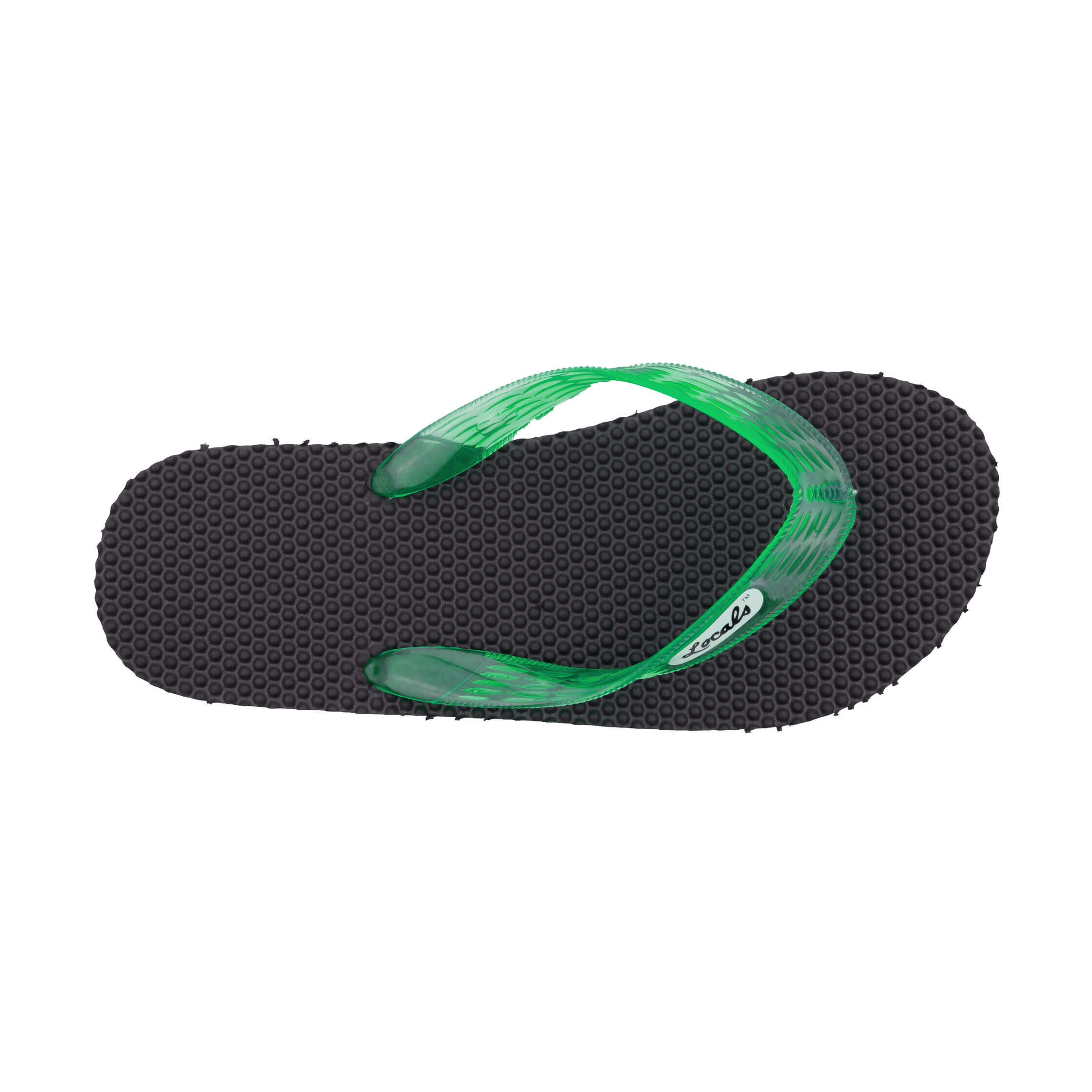 Locals Massage Black Platform Slippahs with Translucent Green Strap