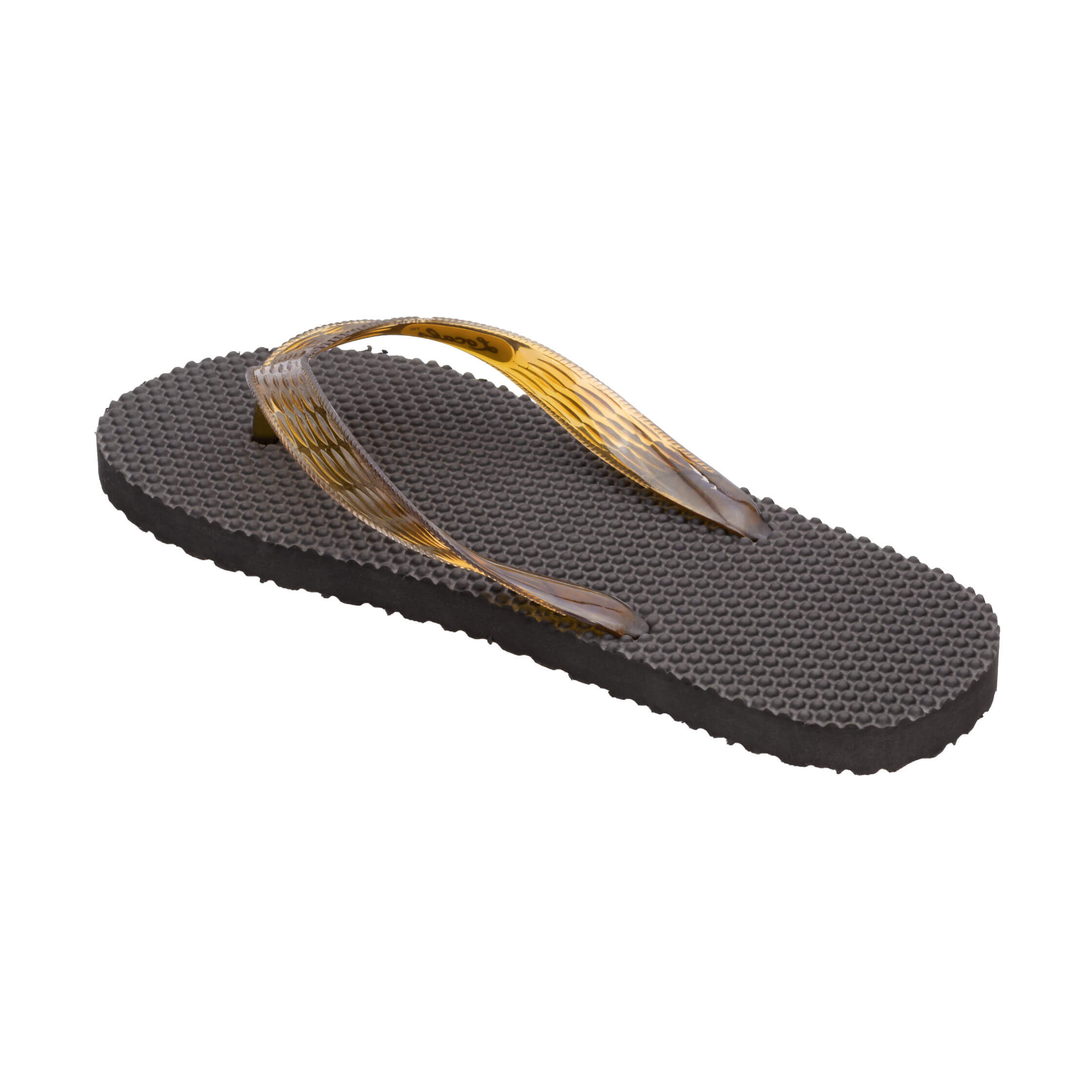 Locals Massage Black Platform Slippahs with Translucent Brown Strap