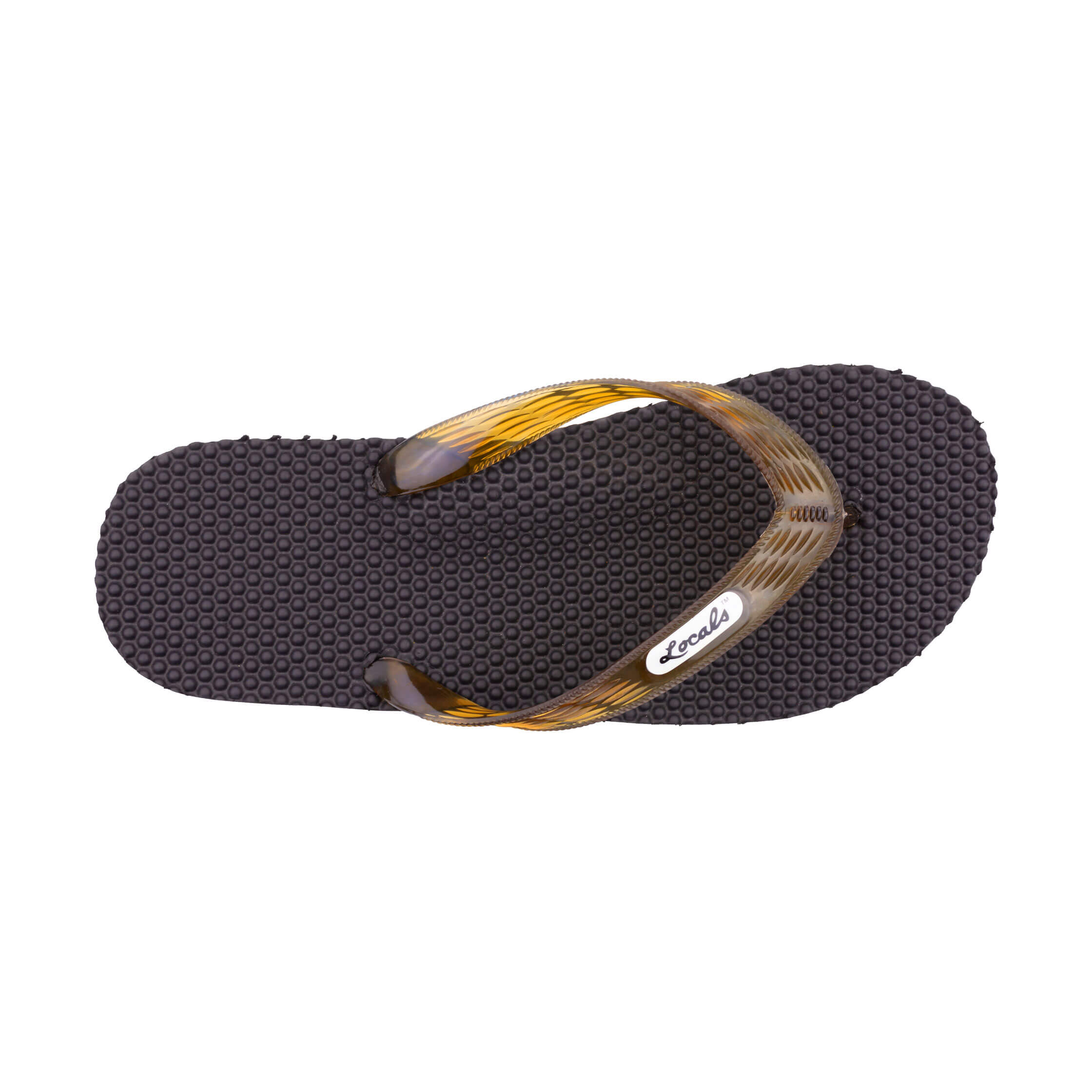 Locals Massage Black Platform Slippahs with Translucent Brown Strap