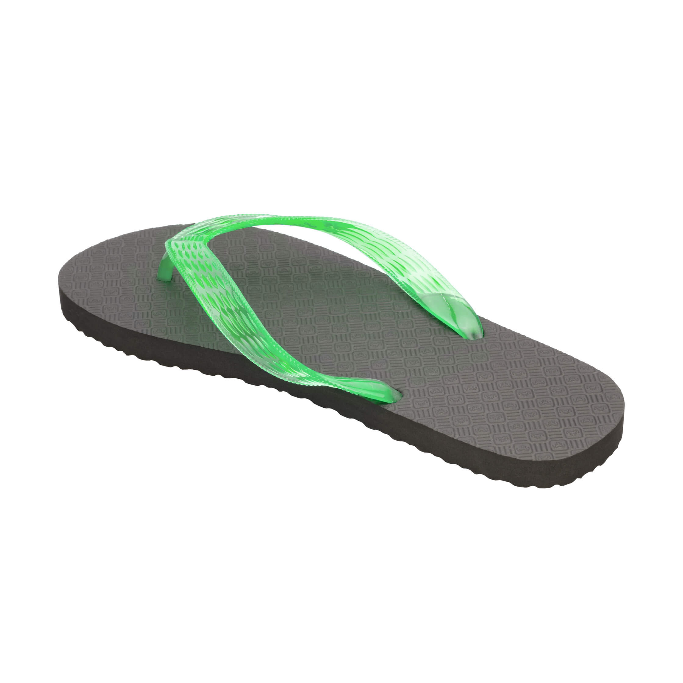 Locals Original Black Platform Slippahs with Translucent Green Strap