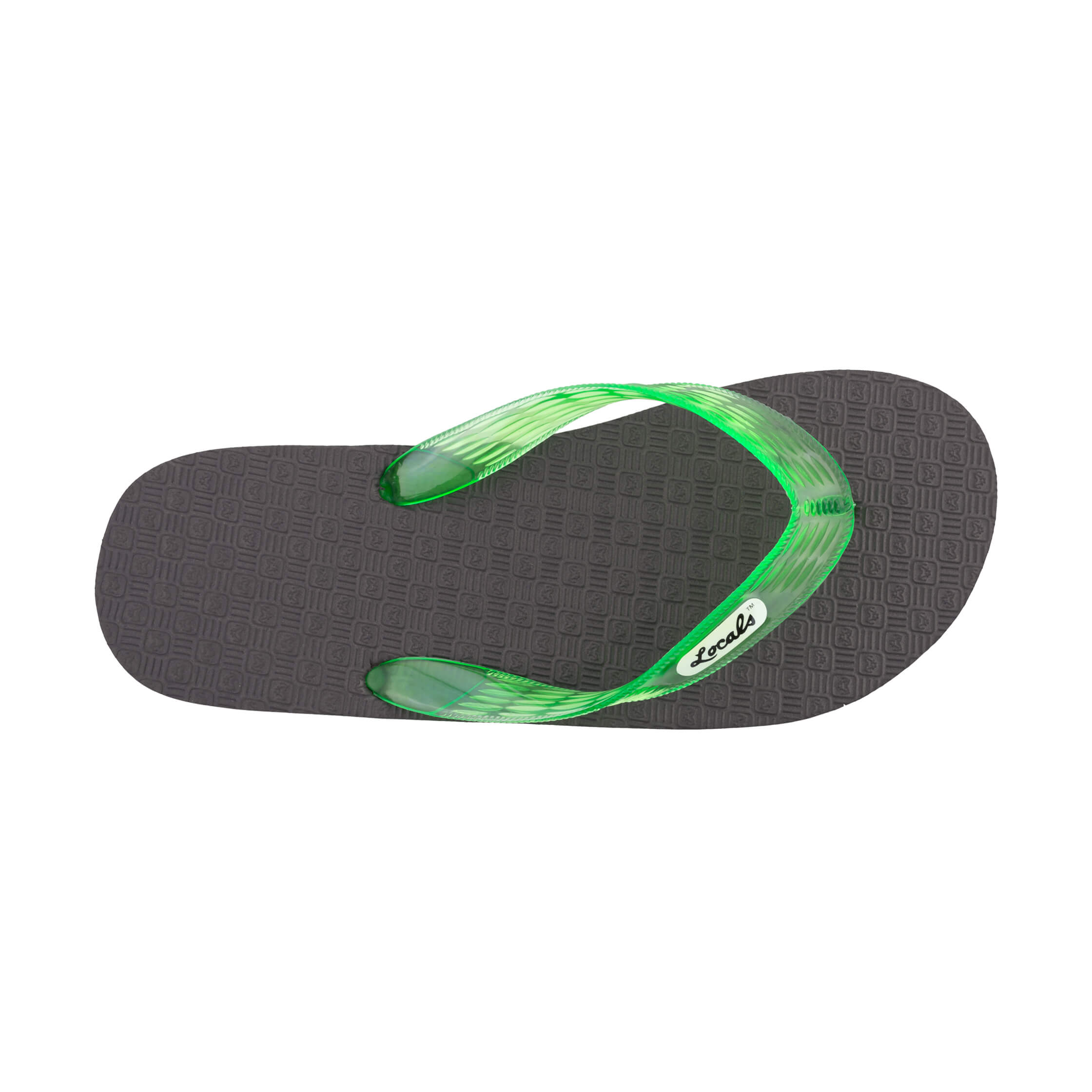 Locals Original Black Platform Slippahs with Translucent Green Strap