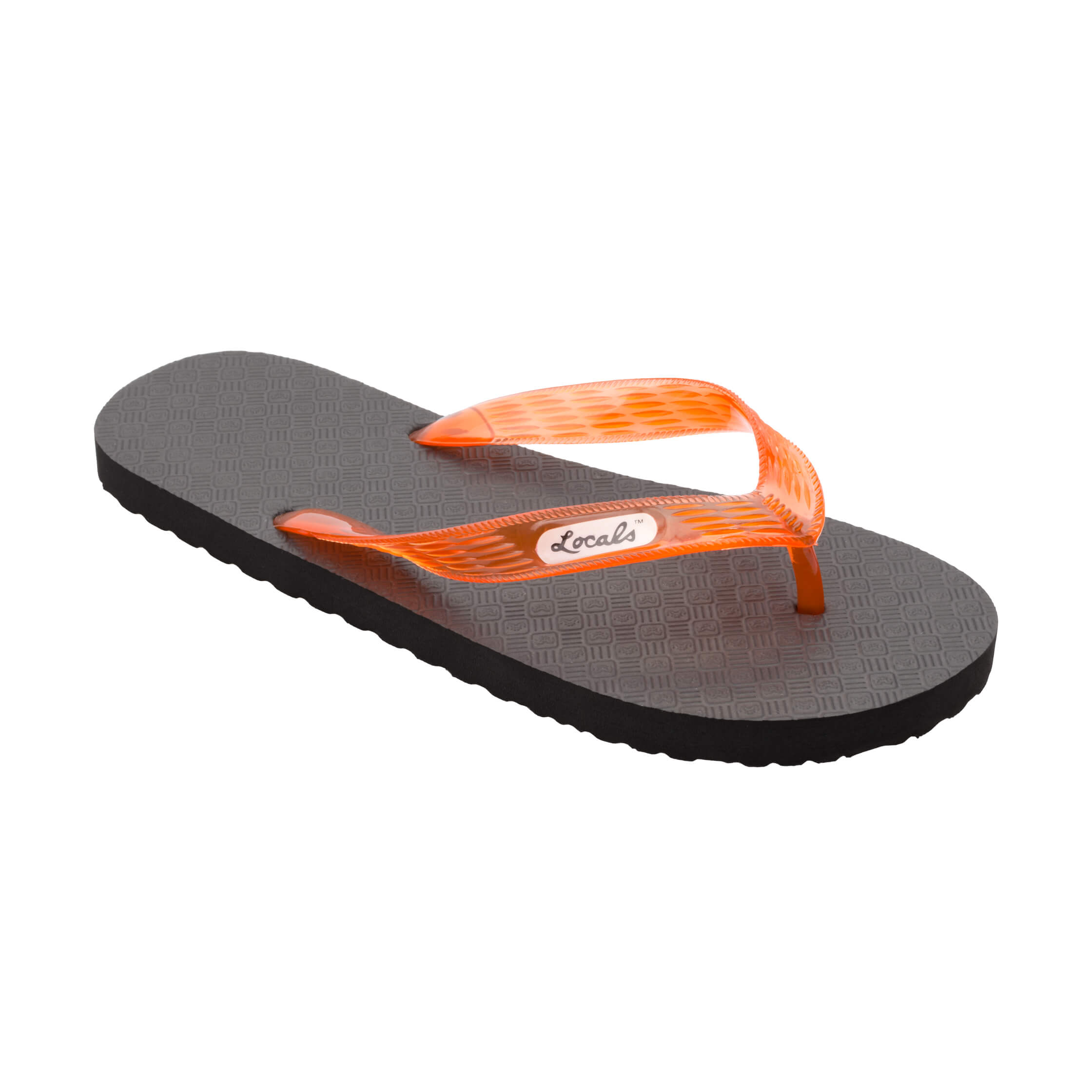 Locals Original Black Platform Slippahs with Translucent Orange Strap