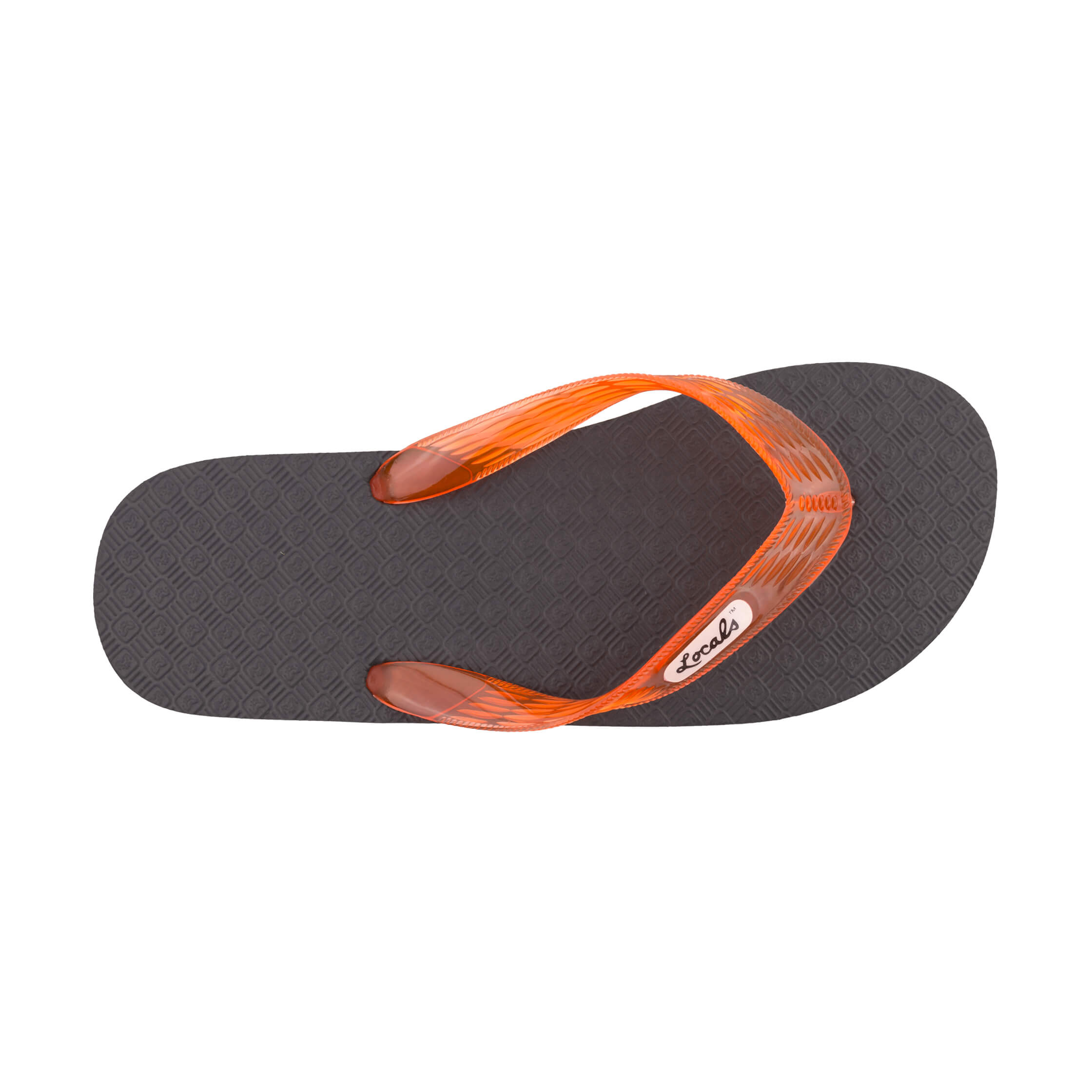 Locals Original Black Platform Slippahs with Translucent Orange Strap