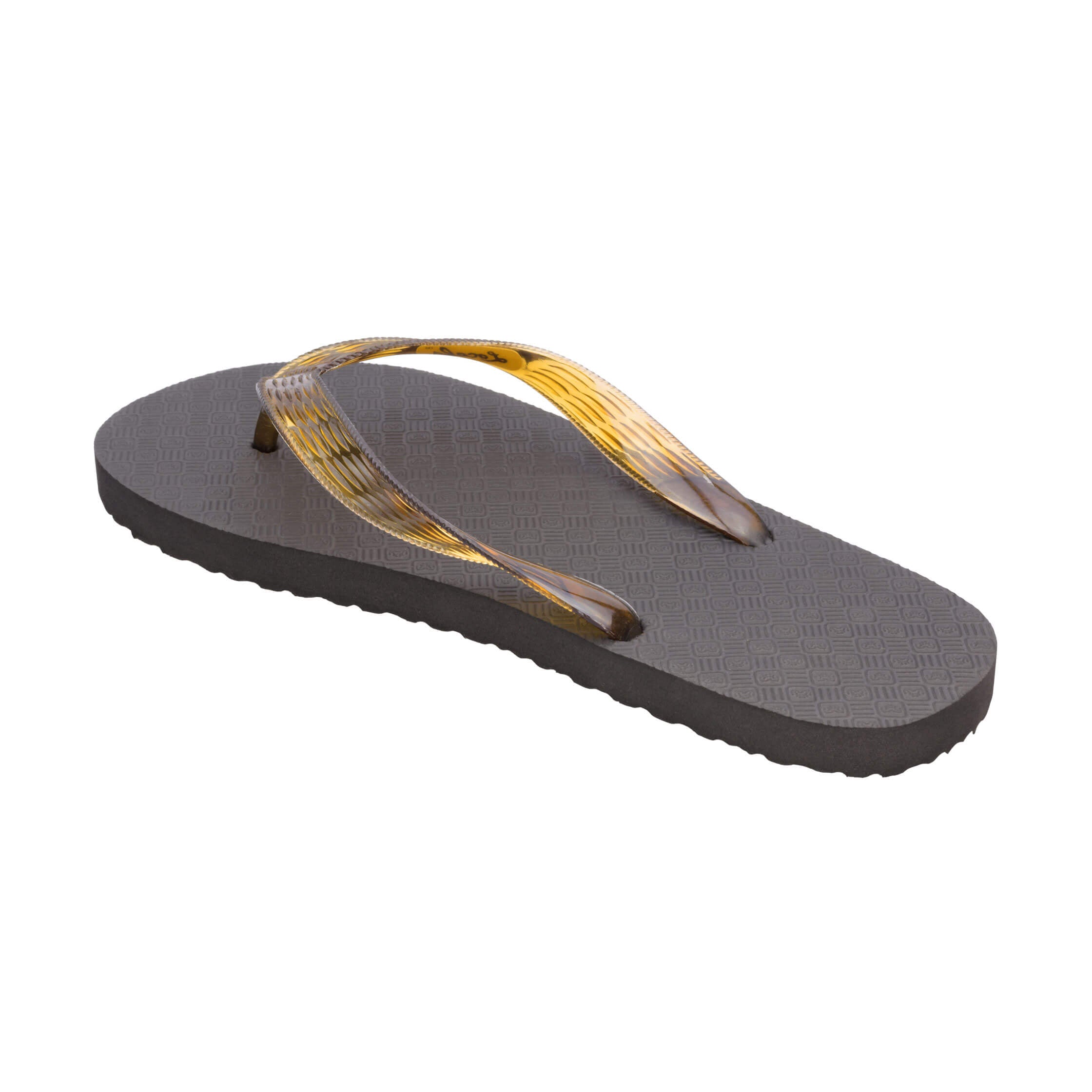 Locals Original Black Platform Slippahs with Translucent Brown Strap