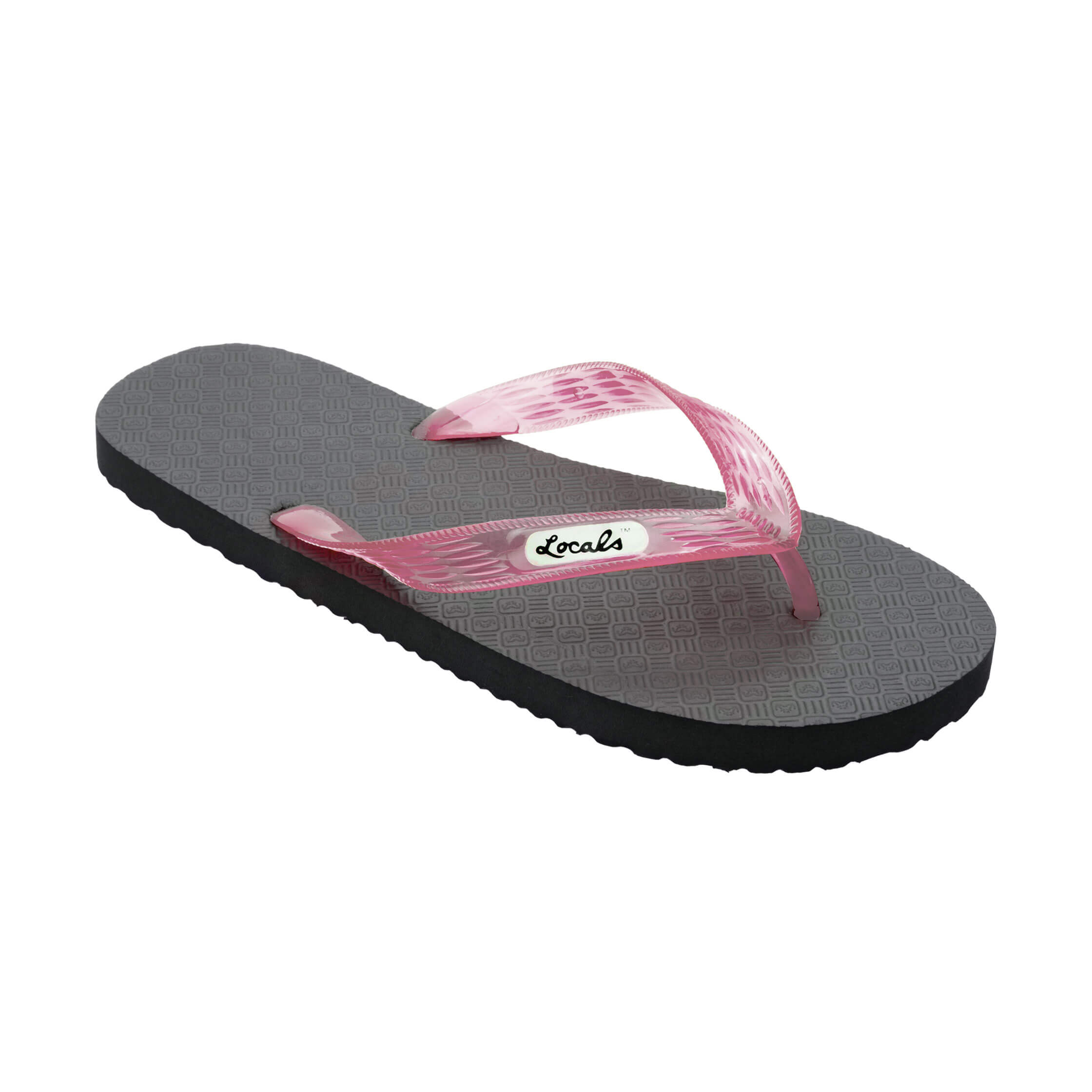 Locals Original Black Platform Slippahs with Translucent Pink Strap
