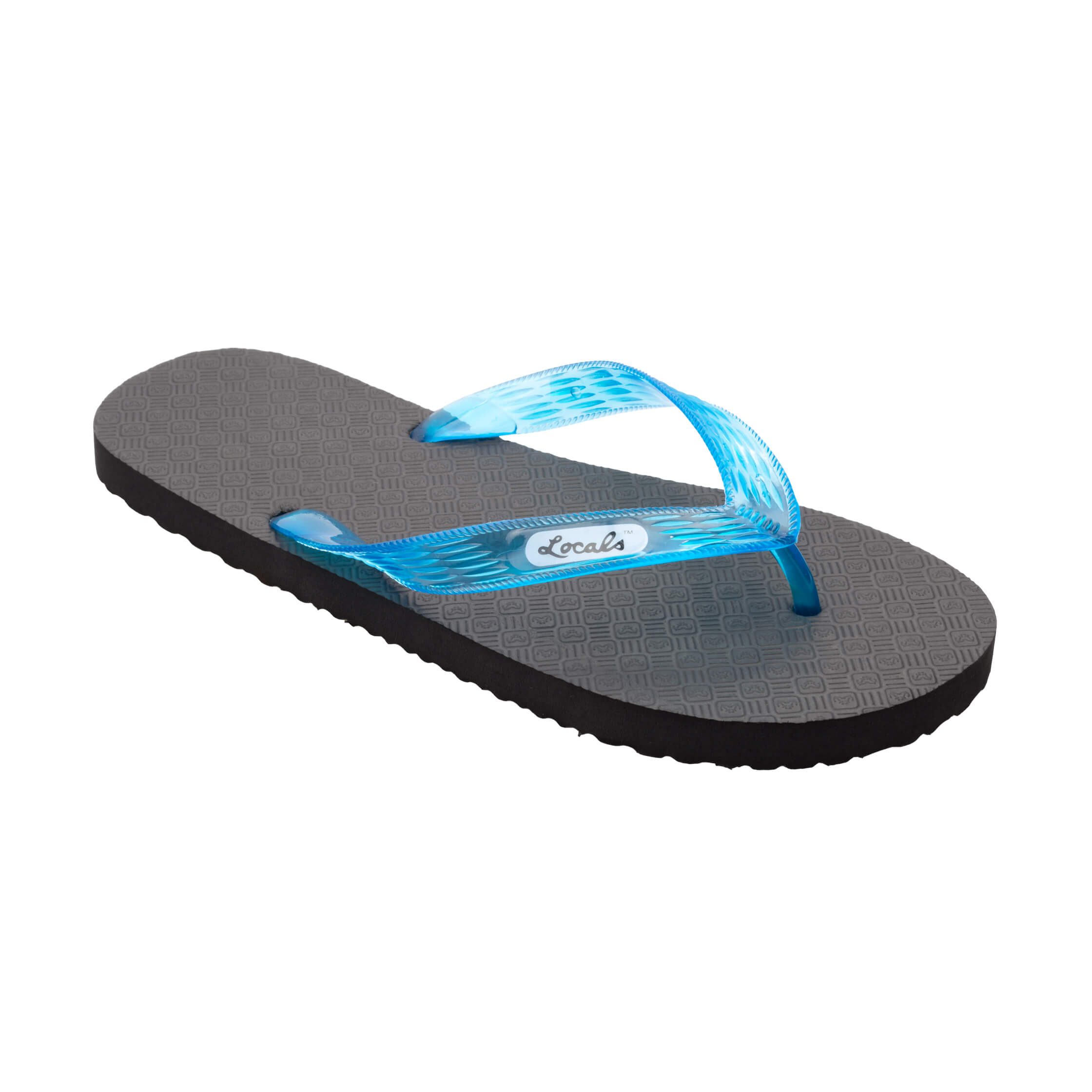 Locals Original Black Platform Slippahs with Translucent Turquoise Strap