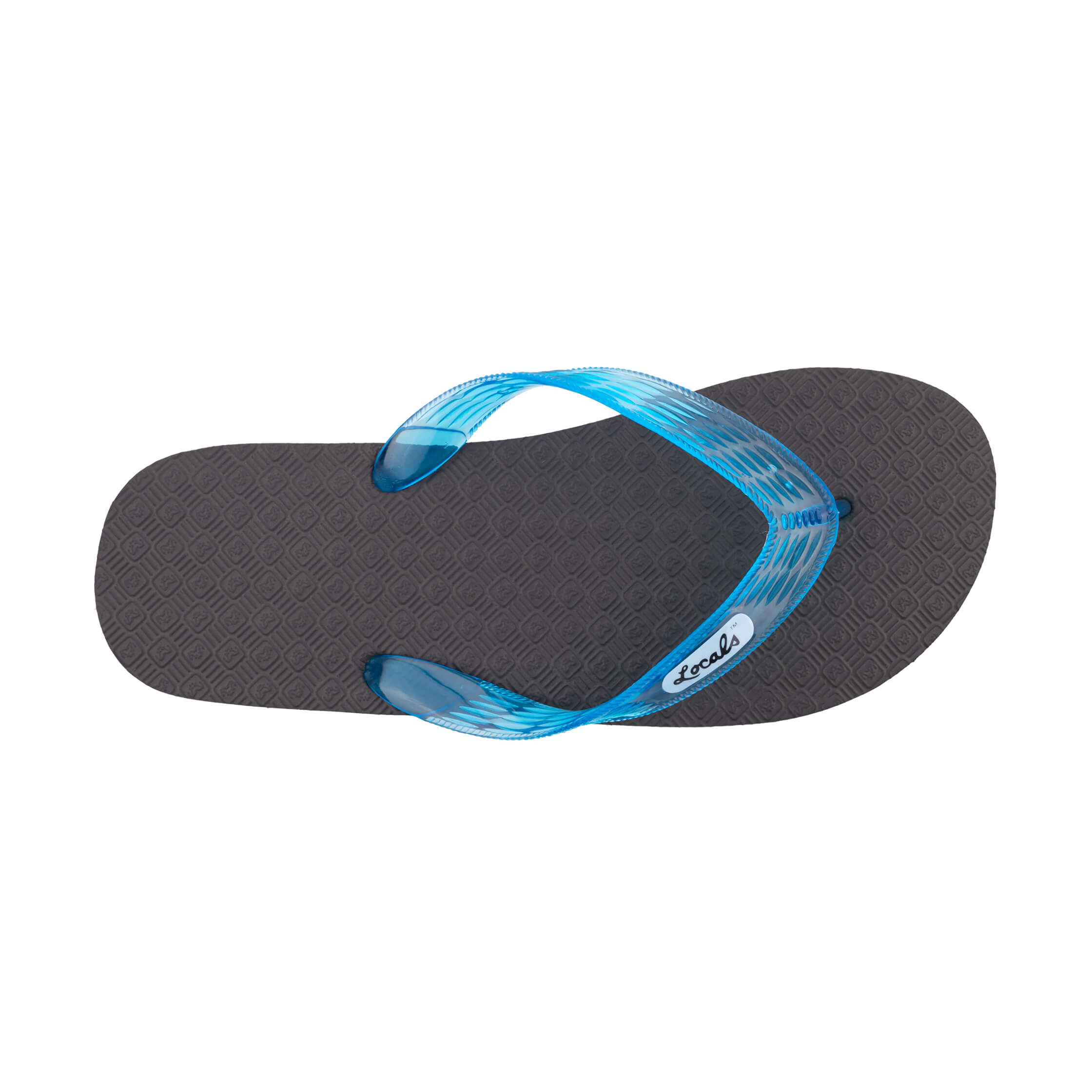 Locals Original Black Platform Slippahs with Translucent Turquoise Strap