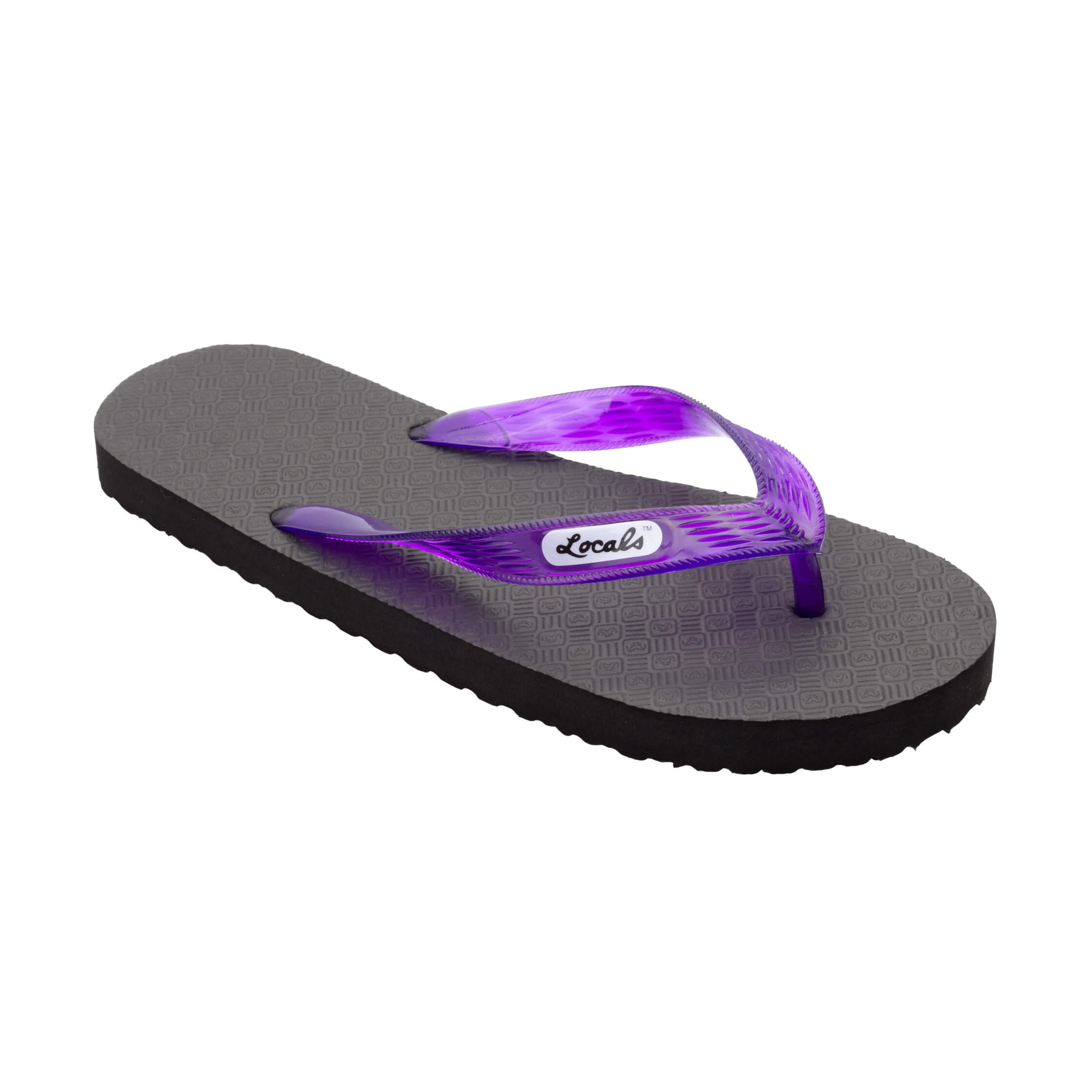 Locals Original Black Platform Slippahs with Translucent Purple Strap